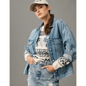 Light Blue Denim Jacket - Women's Oversized Jean Coat